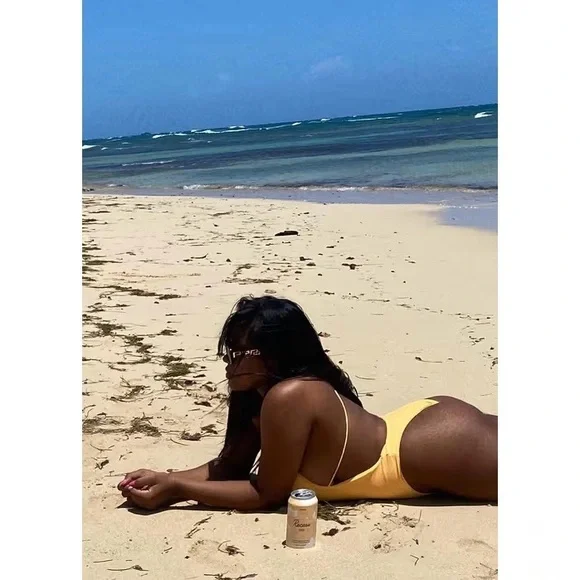 Yellow Cross-Back One Piece Swimsuit